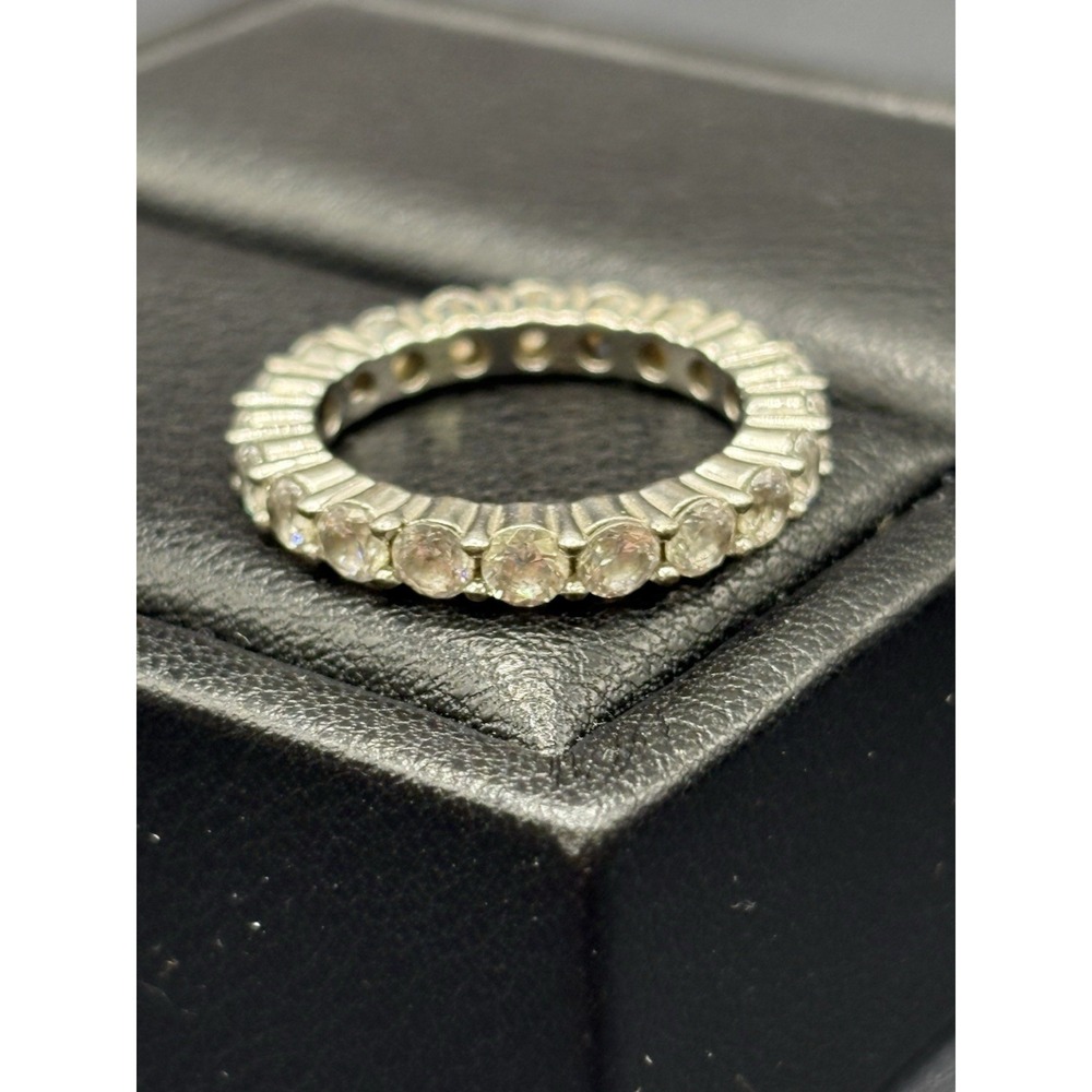 Vintage Sterling Silver Cubic Zirconia Eternity Band Ring Size 5.25 D14